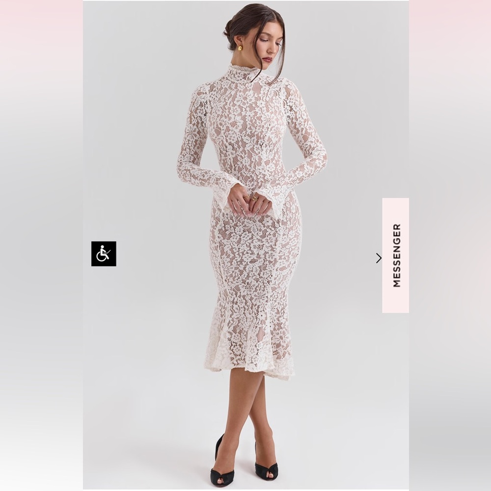 White ivory midi dress
